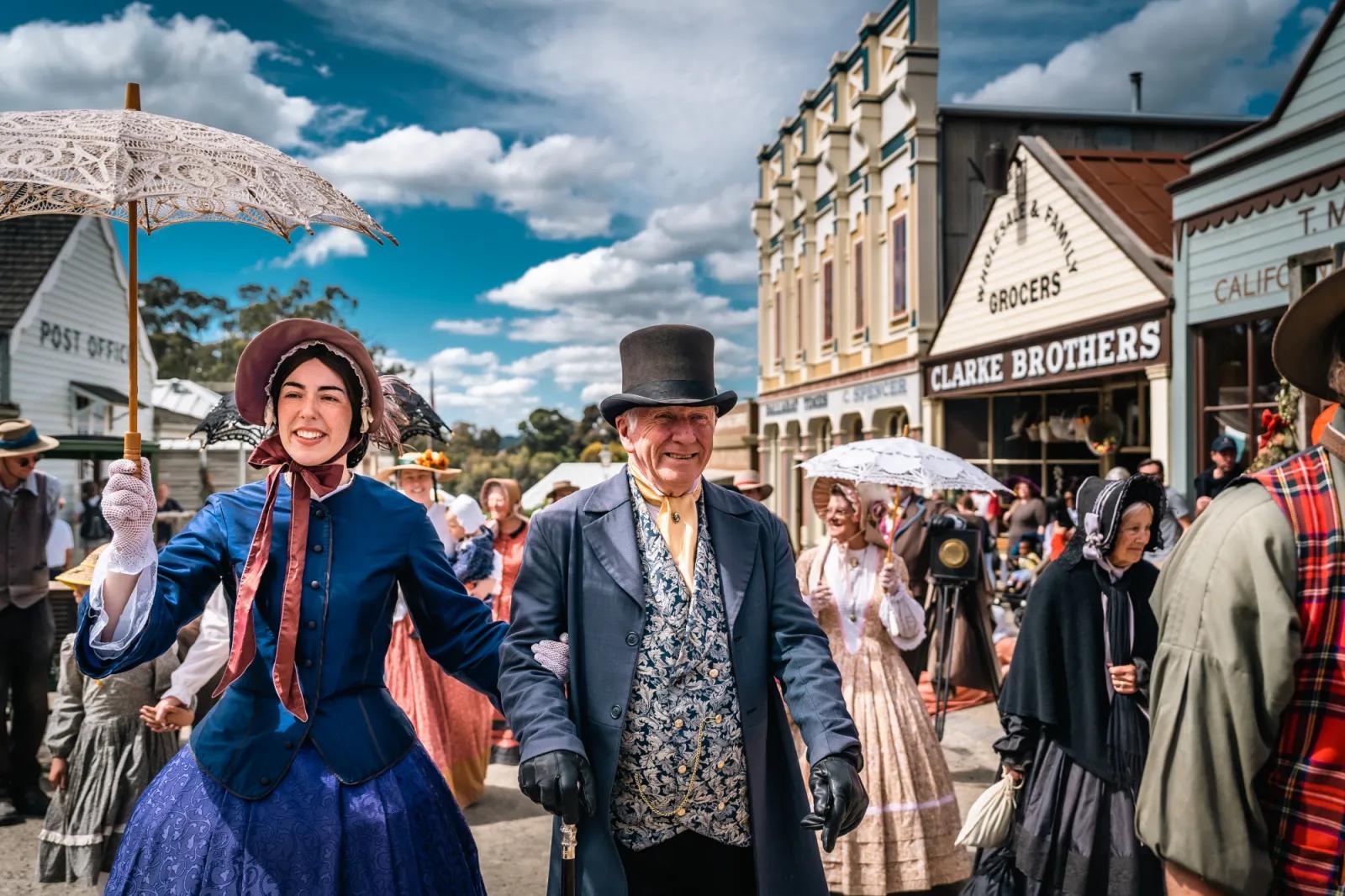 Couple in old fashion clothes